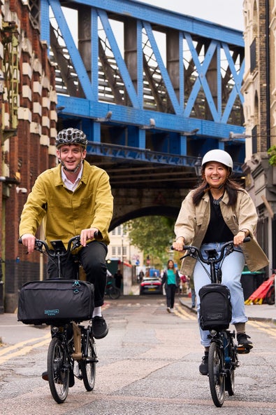 Brompton Electric C Line folding bike in urban London setting